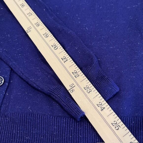 NWT Nicole Miller Button Front Cardigan Cobalt Blue with Metallic Silver Size M - Picture 11 of 12